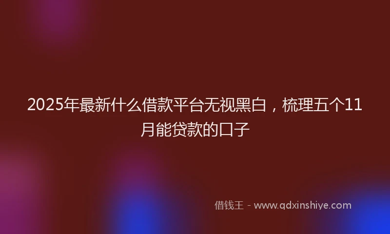2025年最新什么借款平台无视黑白，梳理五个11月能贷款的口子