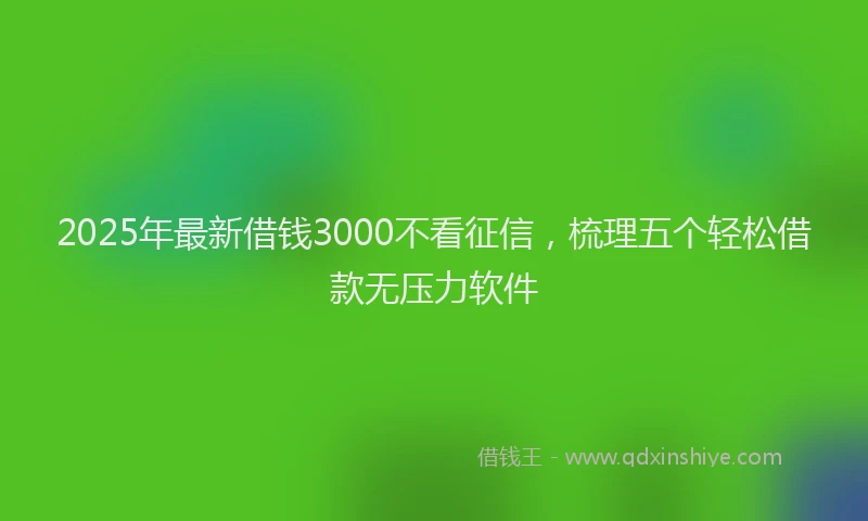 2025年最新借钱3000不看征信，梳理五个轻松借款无压力软件