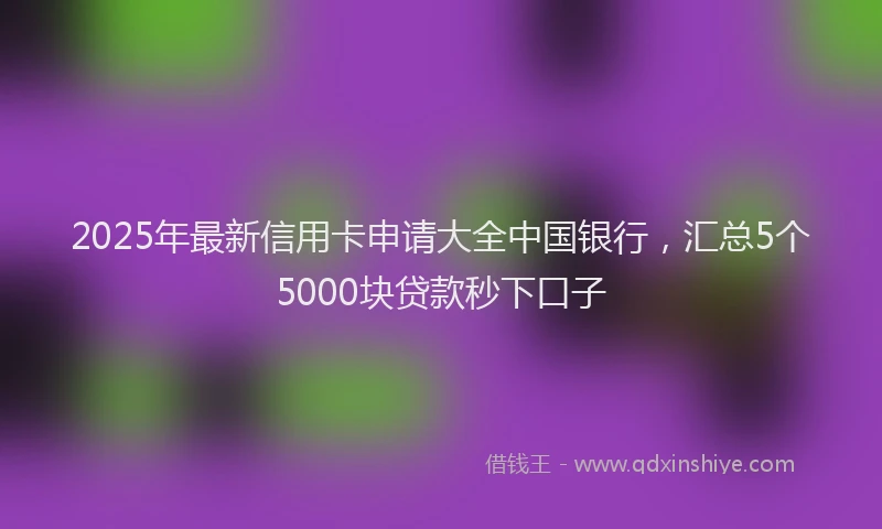 2025年最新信用卡申请大全中国银行，汇总5个5000块贷款秒下口子