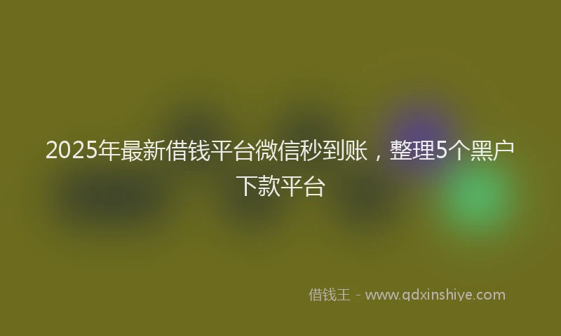 2025年最新借钱平台微信秒到账，整理5个黑户下款平台