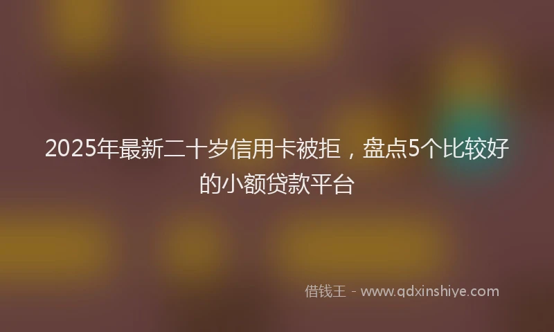 2025年最新二十岁信用卡被拒，盘点5个比较好的小额贷款平台