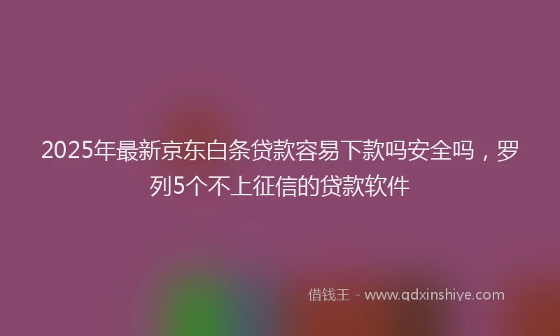 2025年最新京东白条贷款容易下款吗安全吗，罗列5个不上征信的贷款软件