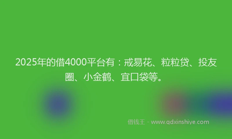 2025年的借4000平台有：戒易花、粒粒贷、投友圈、小金鹤、宜口袋等。