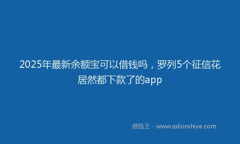 2025年最新余额宝可以借钱吗，罗列5个征信花居然都下款了的app