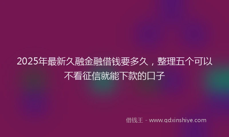 2025年最新久融金融借钱要多久，整理五个可以不看征信就能下款的口子