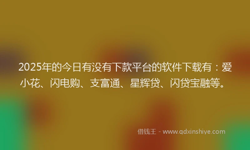 2025年的今日有没有下款平台的软件下载有：爱小花、闪电购、支富通、星辉贷、闪贷宝融等。