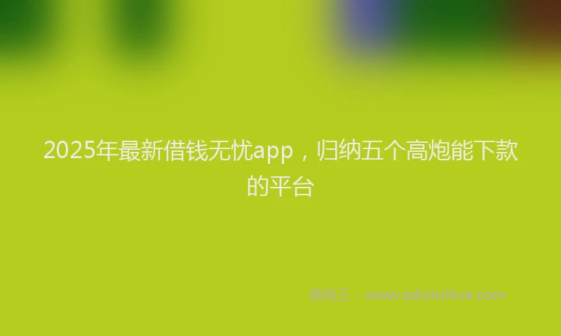 2025年最新借钱无忧app，归纳五个高炮能下款的平台