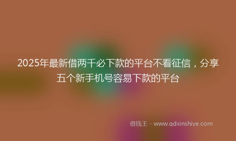 2025年最新借两千必下款的平台不看征信，分享五个新手机号容易下款的平台