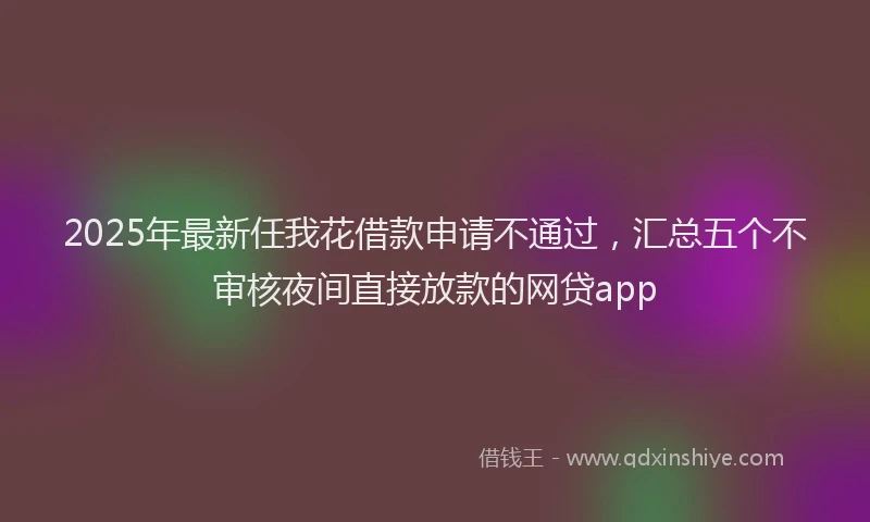 2025年最新任我花借款申请不通过，汇总五个不审核夜间直接放款的网贷app