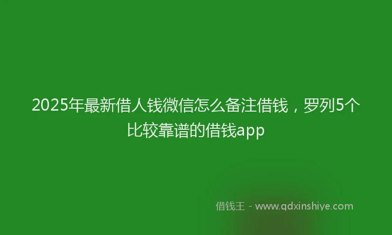 2025年最新借人钱微信怎么备注借钱，罗列5个比较靠谱的借钱app