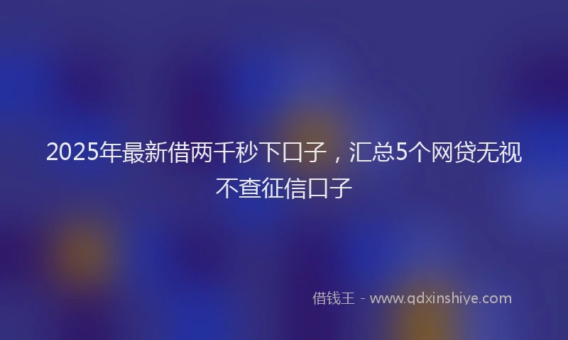 2025年最新借两千秒下口子，汇总5个网贷无视不查征信口子