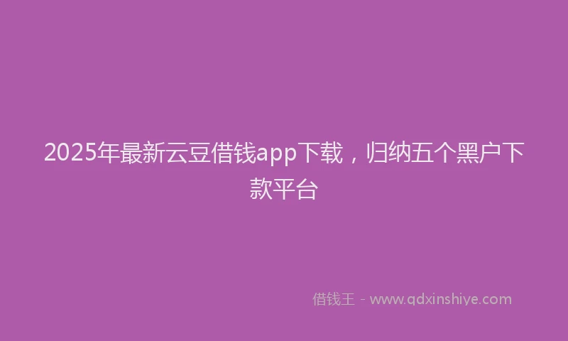2025年最新云豆借钱app下载，归纳五个黑户下款平台