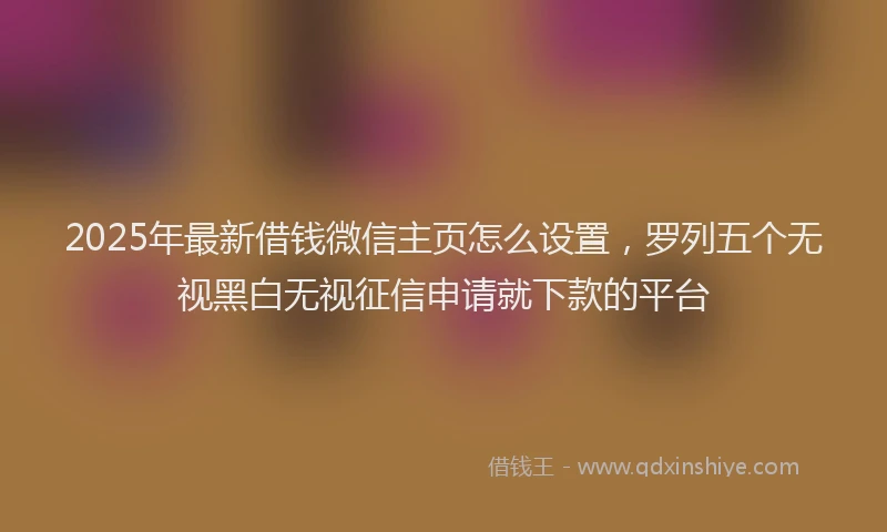 2025年最新借钱微信主页怎么设置，罗列五个无视黑白无视征信申请就下款的平台