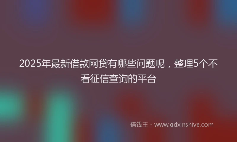 2025年最新借款网贷有哪些问题呢，整理5个不看征信查询的平台