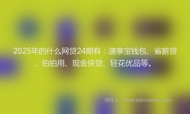 2025年的什么网贷24期有：速享宝钱包、省薪贷、拍拍用、现金侠贷、轻花优品等。