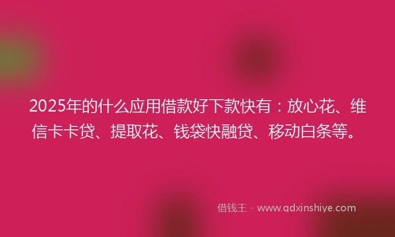 2025年的什么应用借款好下款快有：放心花、维信卡卡贷、提取花、钱袋快融贷、移动白条等。