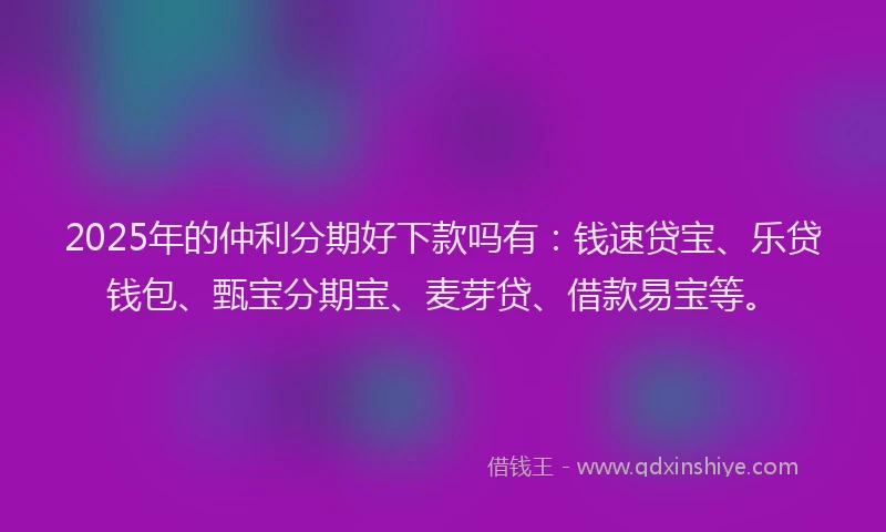 2025年的仲利分期好下款吗有：钱速贷宝、乐贷钱包、甄宝分期宝、麦芽贷、借款易宝等。