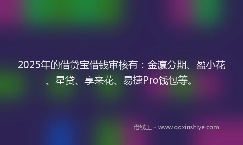 2025年的借贷宝借钱审核有：金瀛分期、盈小花、星贷、享来花、易捷Pro钱包等。