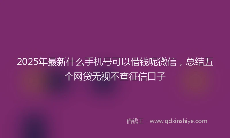 2025年最新什么手机号可以借钱呢微信，总结五个网贷无视不查征信口子