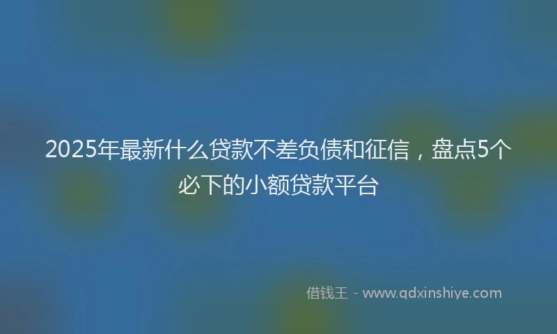 2025年最新什么贷款不差负债和征信，盘点5个必下的小额贷款平台