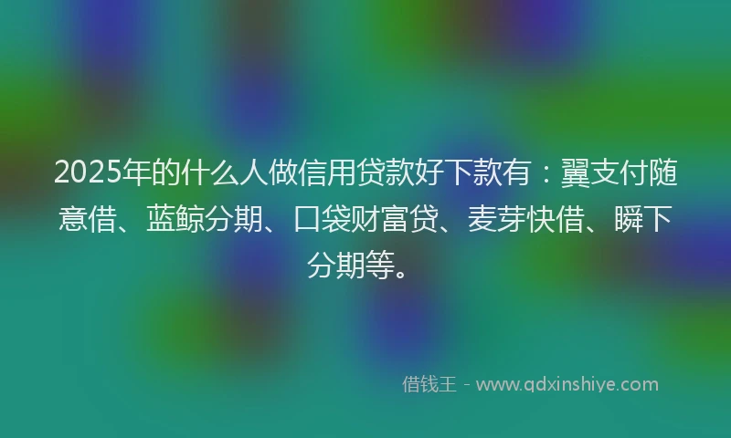 2025年的什么人做信用贷款好下款有：翼支付随意借、蓝鲸分期、口袋财富贷、麦芽快借、瞬下分期等。