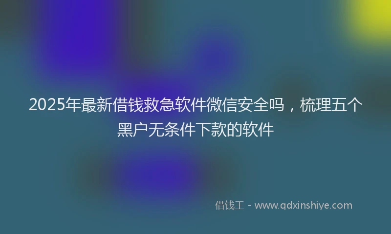 2025年最新借钱救急软件微信安全吗，梳理五个黑户无条件下款的软件