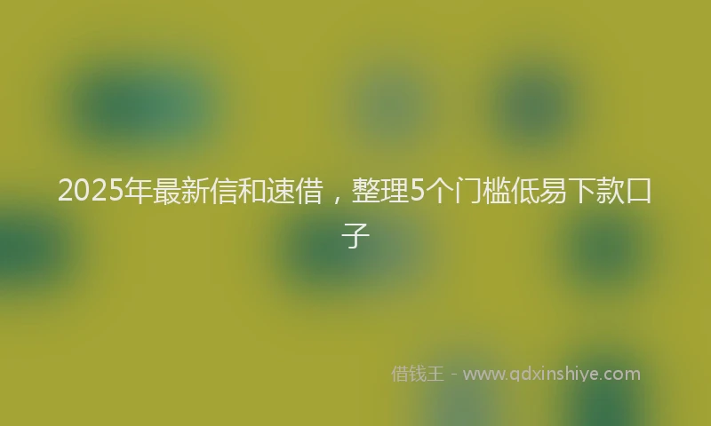 2025年最新信和速借，整理5个门槛低易下款口子