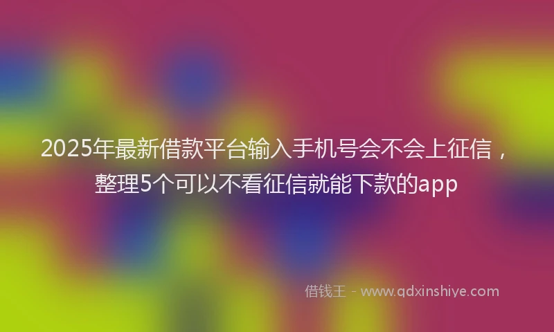 2025年最新借款平台输入手机号会不会上征信，整理5个可以不看征信就能下款的app