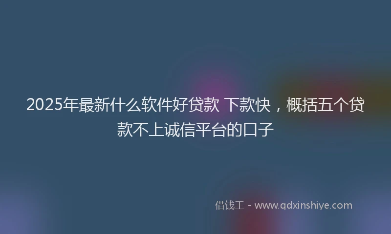 2025年最新什么软件好贷款 下款快，概括五个贷款不上诚信平台的口子
