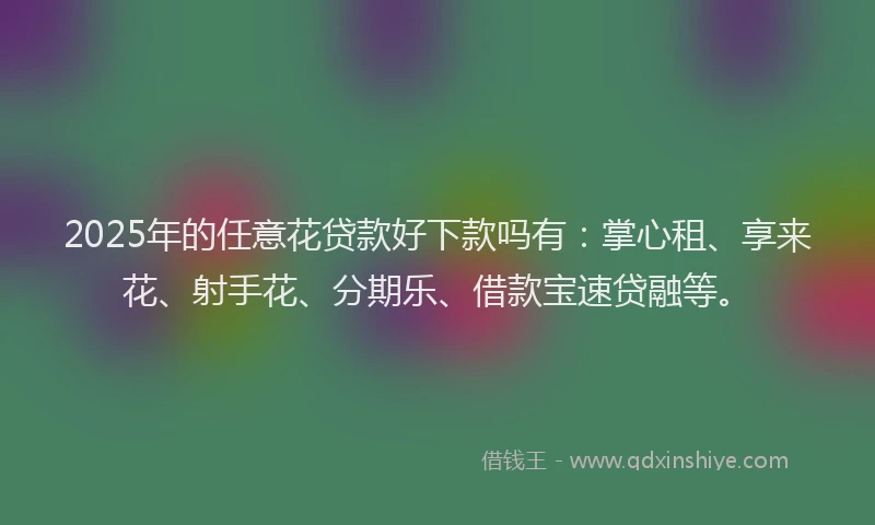 2025年的任意花贷款好下款吗有：掌心租、享来花、射手花、分期乐、借款宝速贷融等。