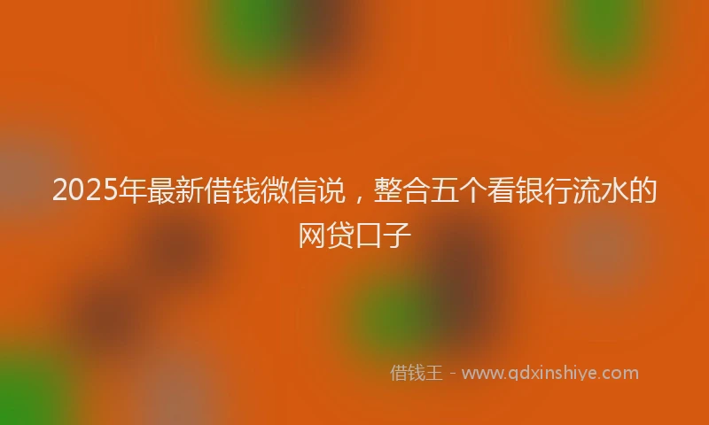 2025年最新借钱微信说，整合五个看银行流水的网贷口子