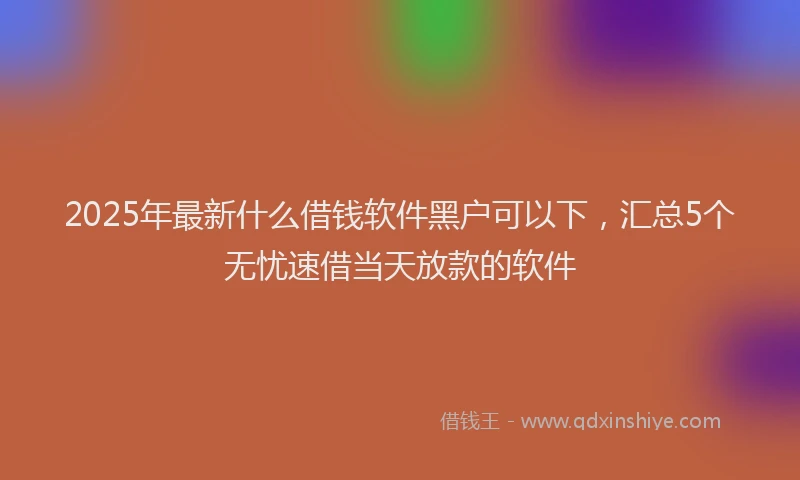 2025年最新什么借钱软件黑户可以下，汇总5个无忧速借当天放款的软件
