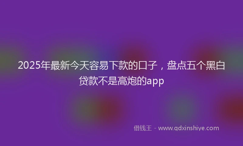 2025年最新今天容易下款的口子，盘点五个黑白贷款不是高炮的app