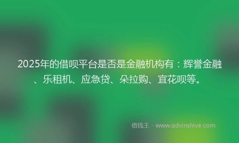 2025年的借呗平台是否是金融机构有：辉誉金融、乐租机、应急贷、朵拉购、宜花呗等。