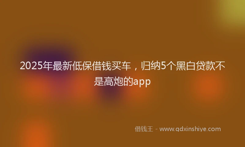 2025年最新低保借钱买车，归纳5个黑白贷款不是高炮的app