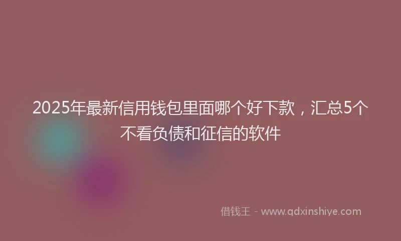 2025年最新信用钱包里面哪个好下款，汇总5个不看负债和征信的软件