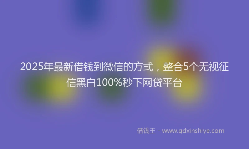 2025年最新借钱到微信的方弍，整合5个无视征信黑白100%秒下网贷平台
