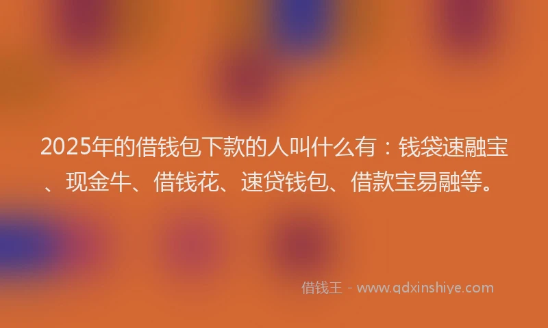 2025年的借钱包下款的人叫什么有：钱袋速融宝、现金牛、借钱花、速贷钱包、借款宝易融等。