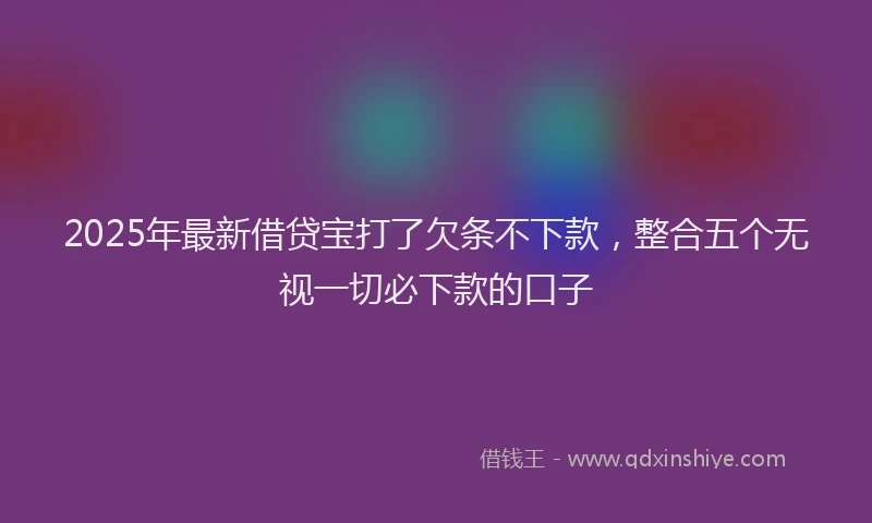 2025年最新借贷宝打了欠条不下款，整合五个无视一切必下款的口子