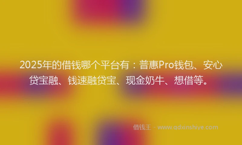 2025年的借钱哪个平台有：普惠Pro钱包、安心贷宝融、钱速融贷宝、现金奶牛、想借等。