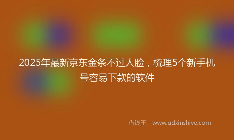 2025年最新京东金条不过人脸，梳理5个新手机号容易下款的软件