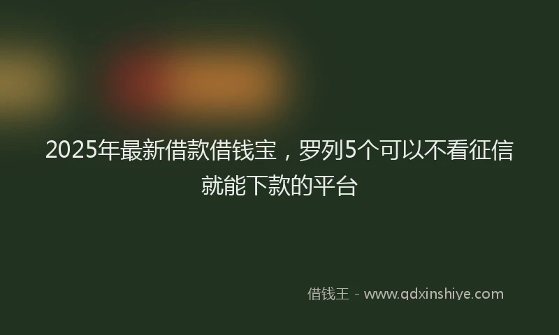 2025年最新借款借钱宝，罗列5个可以不看征信就能下款的平台