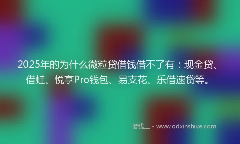 2025年的为什么微粒贷借钱借不了有：现金贷、借蛙、悦享Pro钱包、易支花、乐借速贷等。