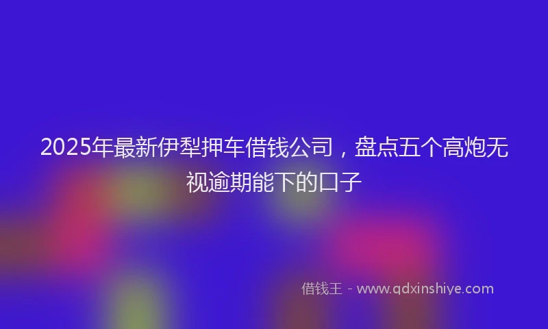 2025年最新伊犁押车借钱公司，盘点五个高炮无视逾期能下的口子