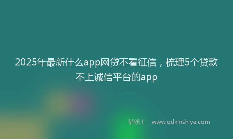 2025年最新什么app网贷不看征信，梳理5个贷款不上诚信平台的app
