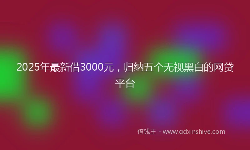 2025年最新借3000元，归纳五个无视黑白的网贷平台