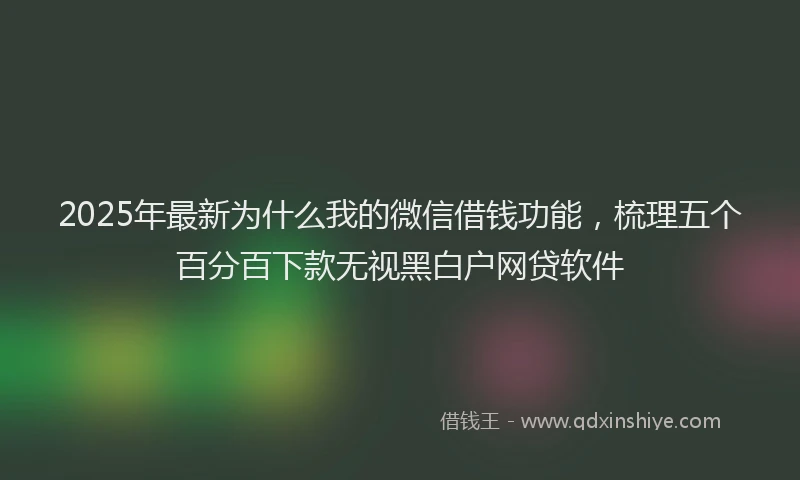 2025年最新为什么我的微信借钱功能，梳理五个百分百下款无视黑白户网贷软件