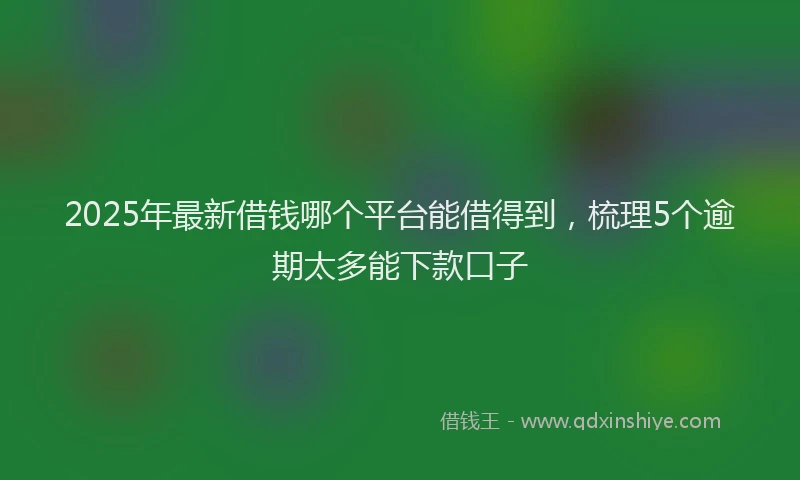 2025年最新借钱哪个平台能借得到，梳理5个逾期太多能下款口子