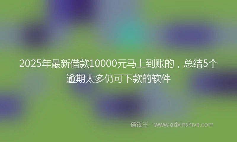 2025年最新借款10000元马上到账的，总结5个逾期太多仍可下款的软件