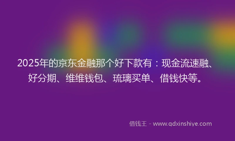 2025年的京东金融那个好下款有：现金流速融、好分期、维维钱包、琉璃买单、借钱快等。